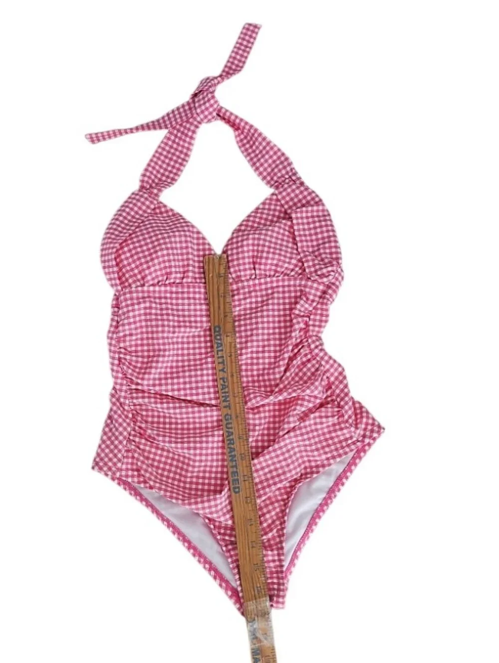 Draper James RSVP Pink Gingham One Piece Swimsuit XS Retro Pinup Chic Beach